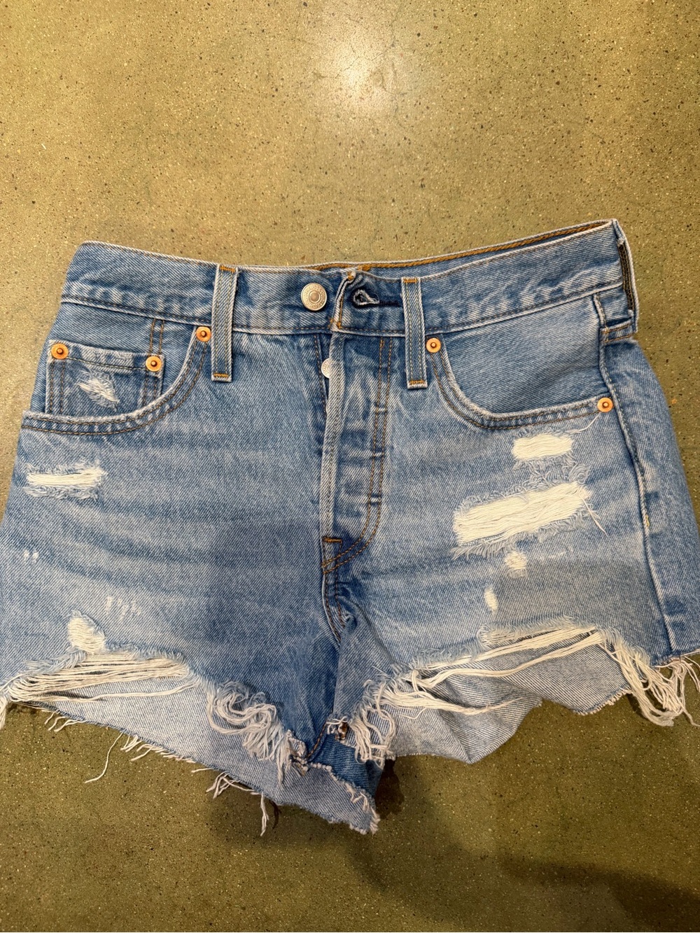 Levi's Light Blue Distressed Denim Cutoff Shorts